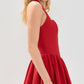 RED BASQUE WAIST MINI DRESS