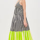 NEON RIVIERA COLORBLOCK STRIPED MAXI DRESS