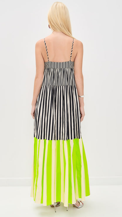 NEON RIVIERA COLORBLOCK STRIPED MAXI DRESS