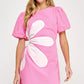 SIDE CUT FLOWER DETAIL MINI DRESS