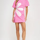 SIDE CUT FLOWER DETAIL MINI DRESS