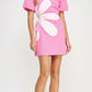 SIDE CUT FLOWER DETAIL MINI DRESS