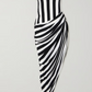 BLACK AND WHITE STRIPED DRAPED  DRESS