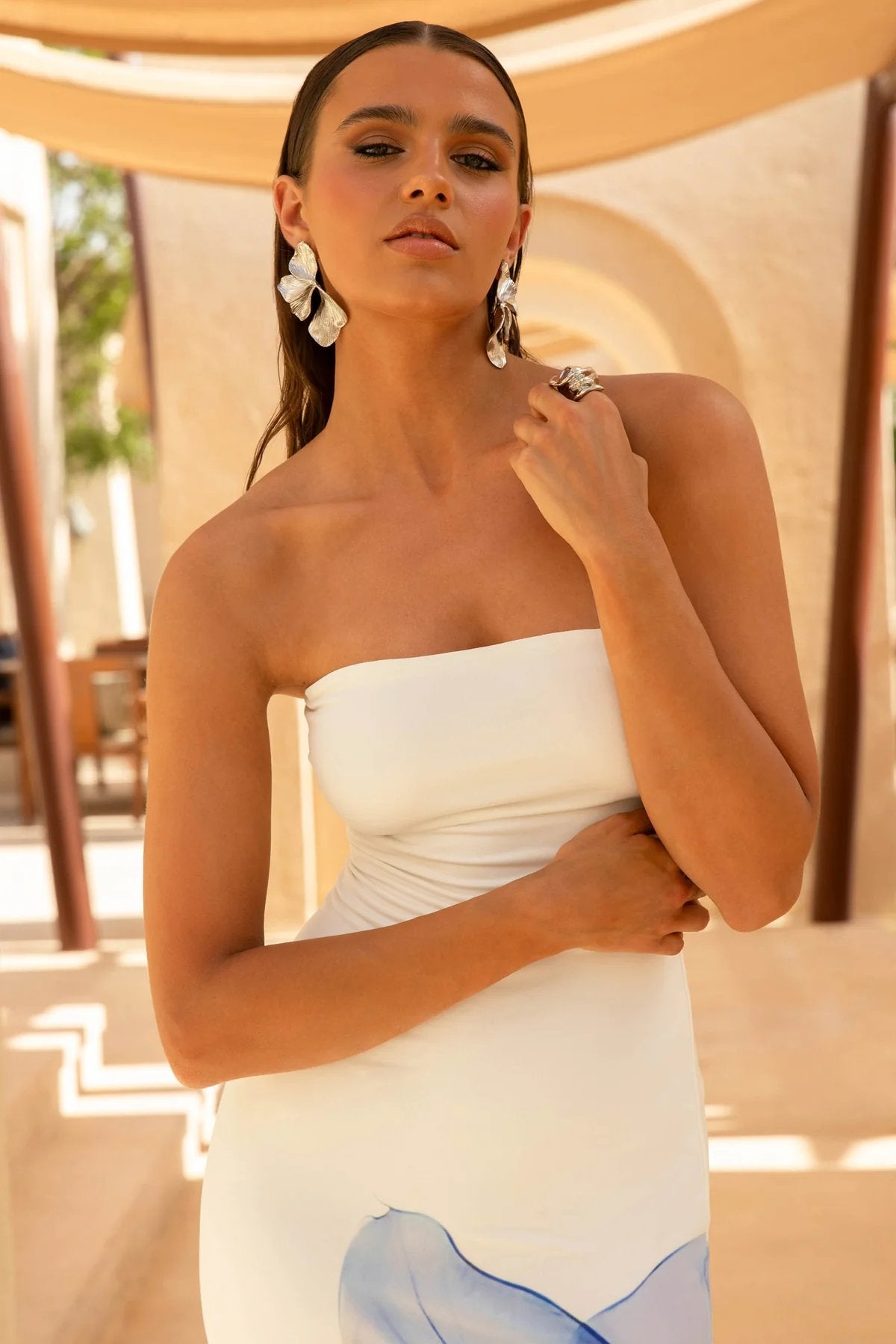 LUNA BLUE PETAL MAXI DRESS