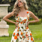 TANGERINE ORANGE PRINT BUBBLE DRFESS