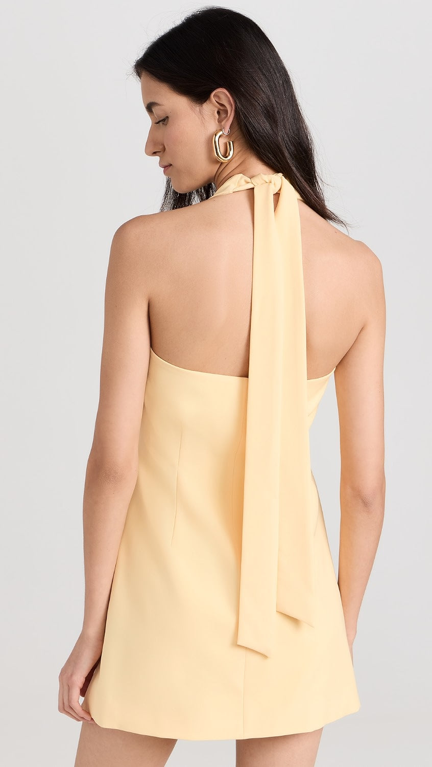 SPIRAL BUTTON BUTTER MINI DRESS
