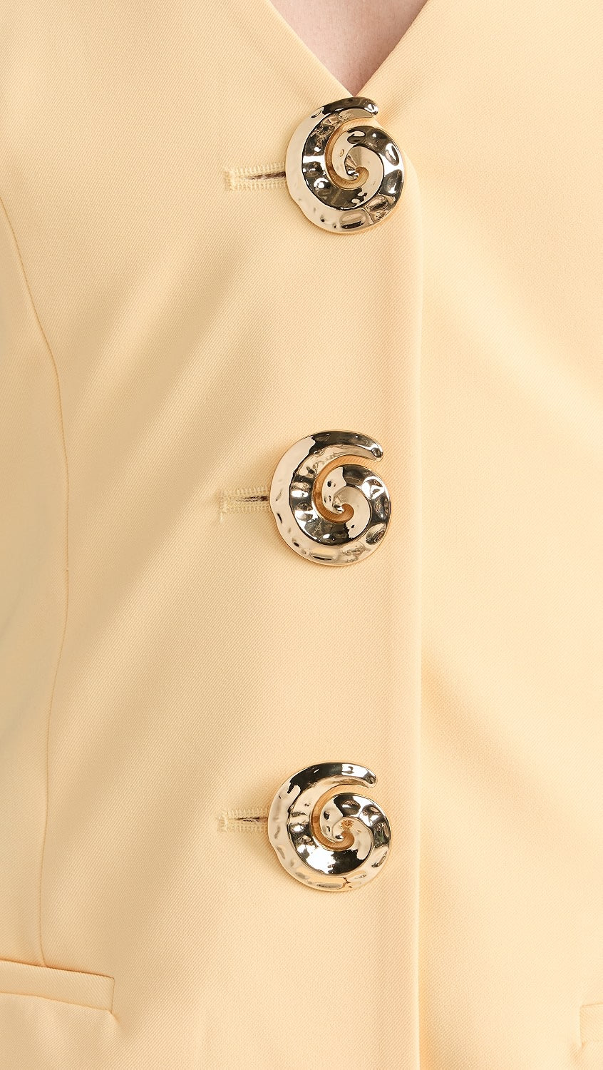 SPIRAL BUTTON BUTTER MINI DRESS