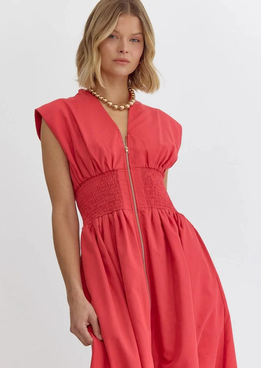 SUTTON ZIP MIDI DRESS