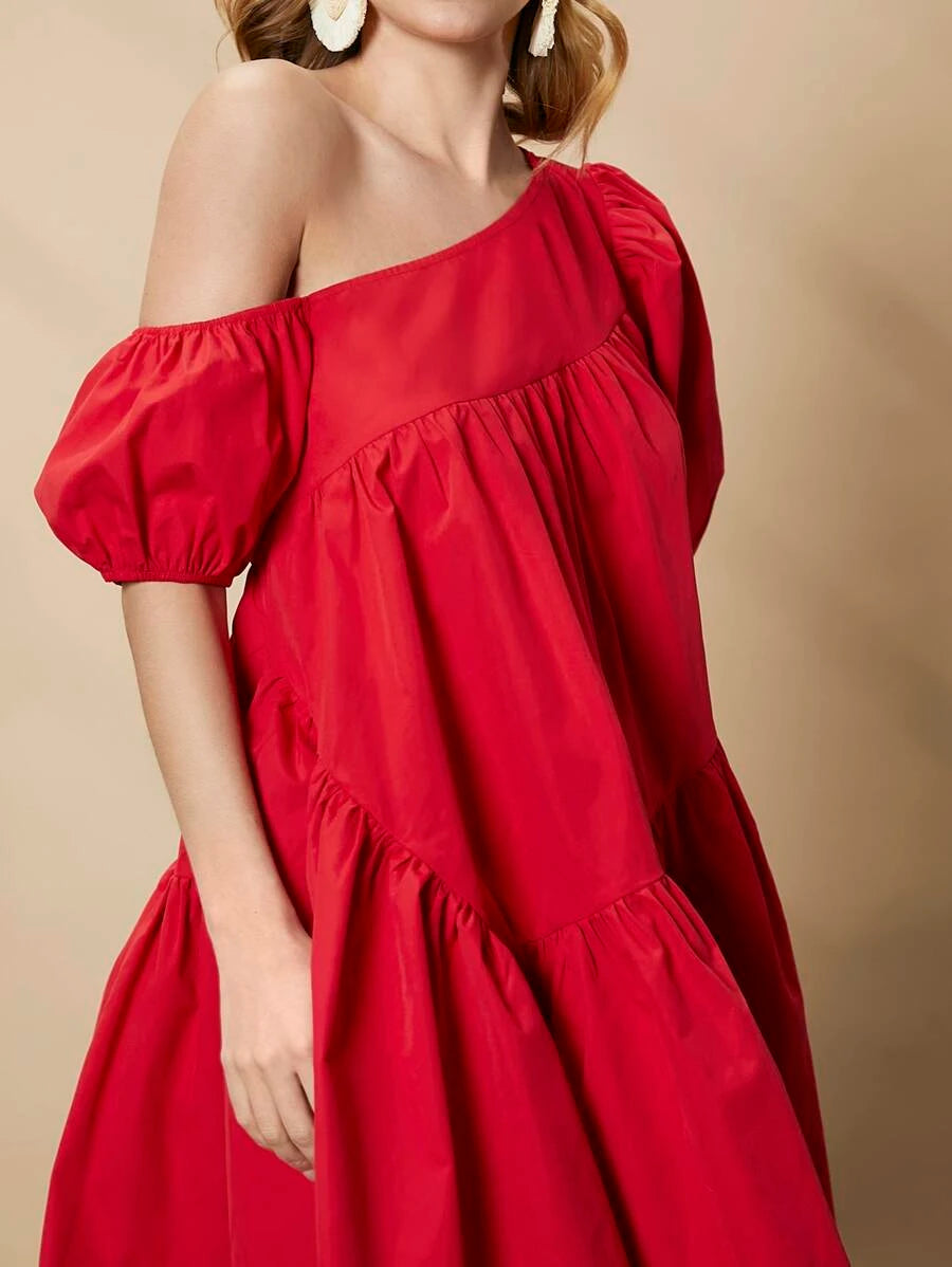 Asymmetrical Ruffle Hem Dress