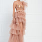 BEIGE FRILL TULLE DRESS