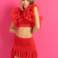 RED TULLE TOP