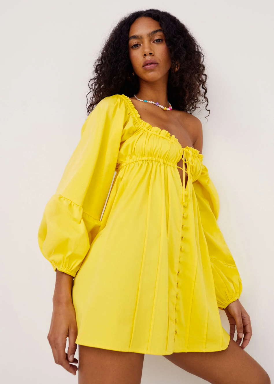 YELLOW COTTON SUMMER SHORT DRESS