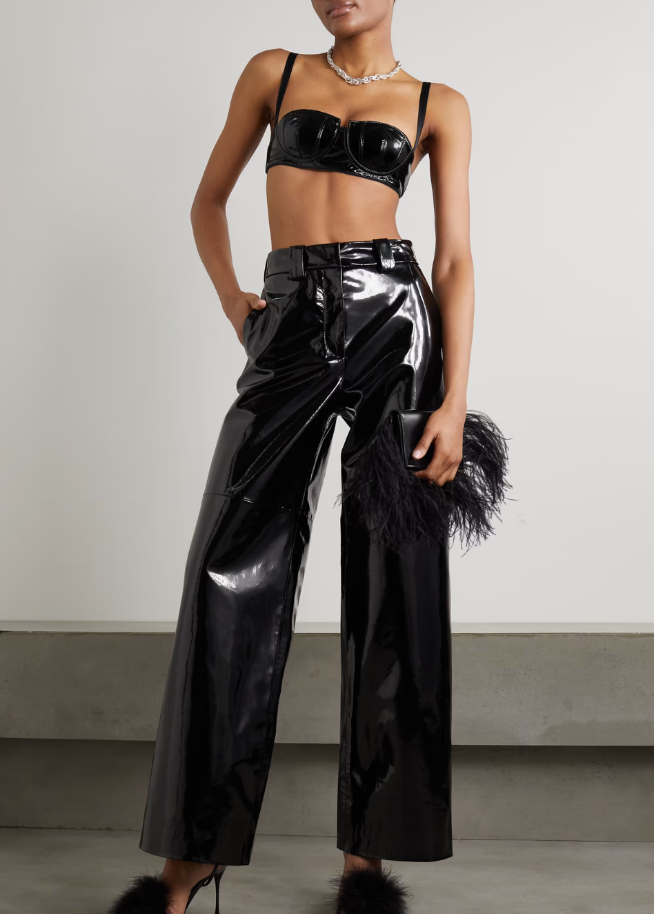 PU LEATHER BLACK PARTY CO-ORD