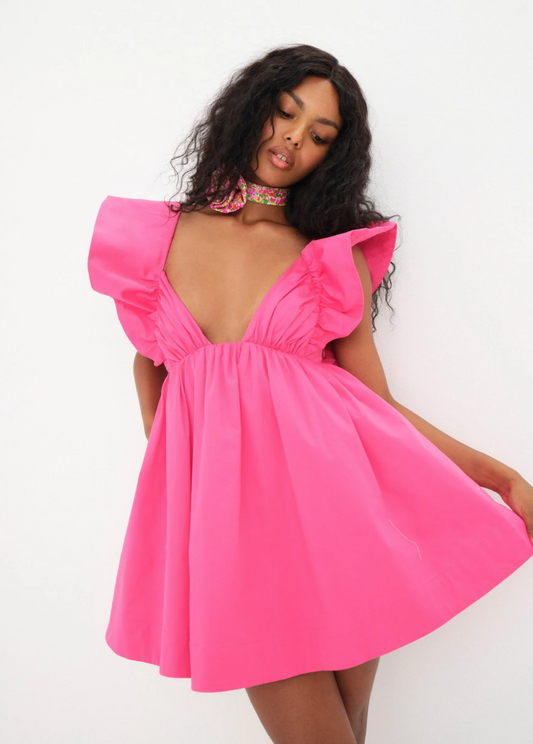 RUFFLE SLEEVE SUMMER CASUAL DRESS