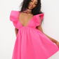 RUFFLE SLEEVE SUMMER CASUAL DRESS