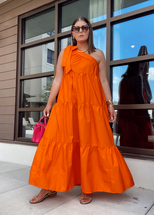 TANGERINE COTTON MAXI DRESS