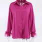 SATIN FEATHER SLEEVE SHIRT