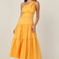 ONE SHOULDER RUCHED YELLOW DRESS