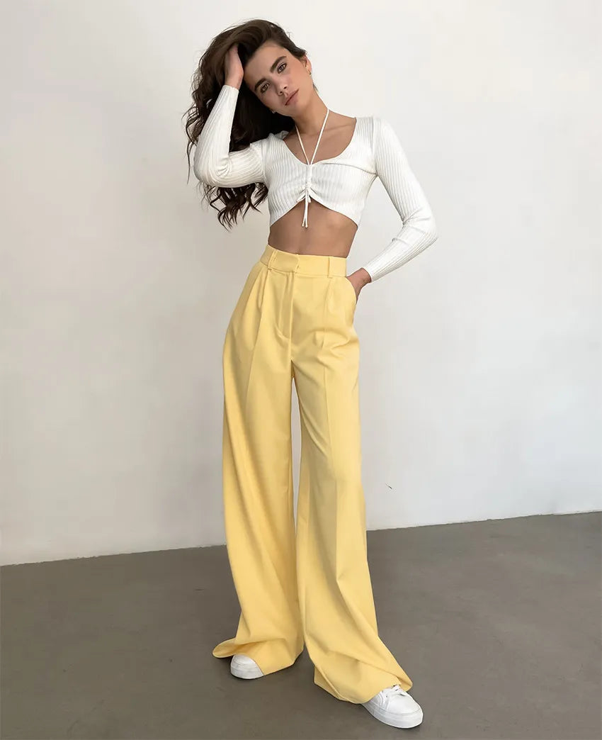 LIME YELLOW LOOSE TROUSERS