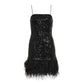 SEQUIN FEATHER PARTY DRESS