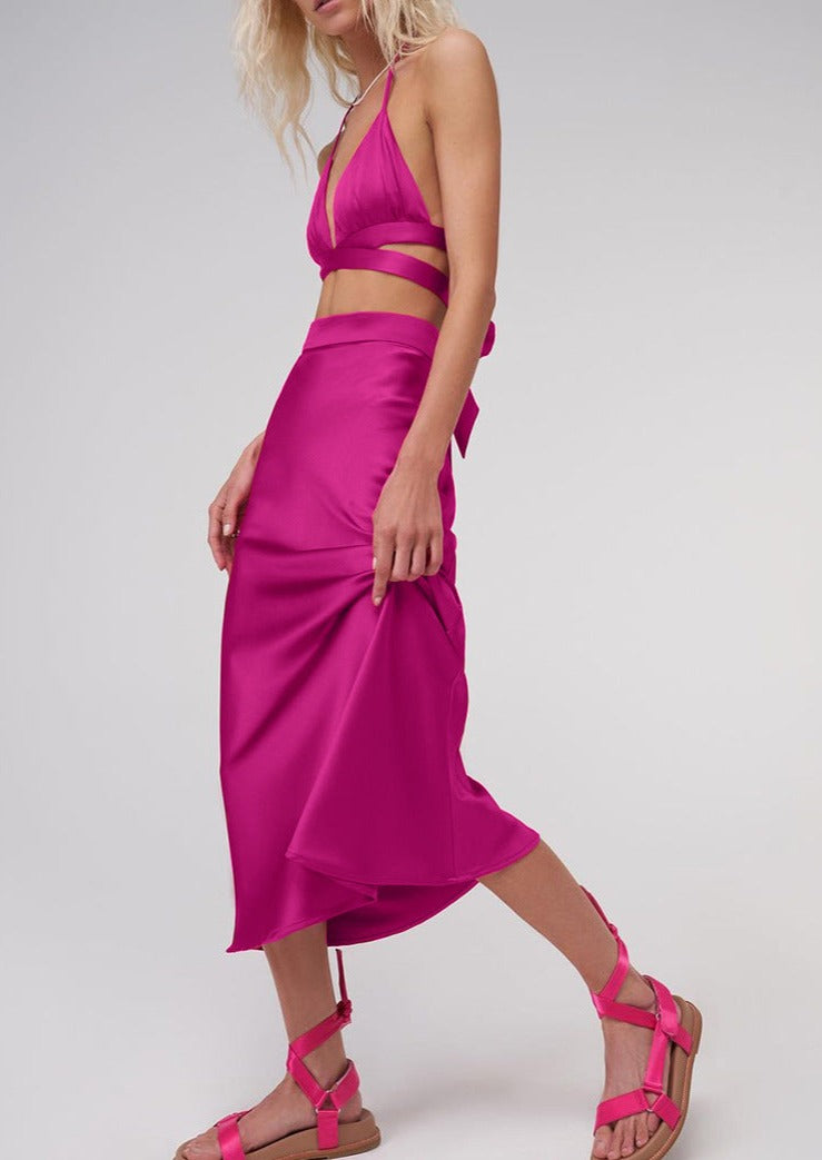 SATIN FUCHSIA AUTUMN CO-ORD SET