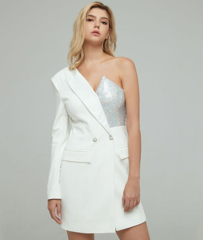 One shoulder blazer online dress