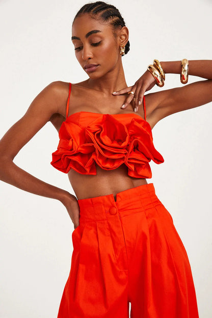 Orange ruffle shirt hotsell