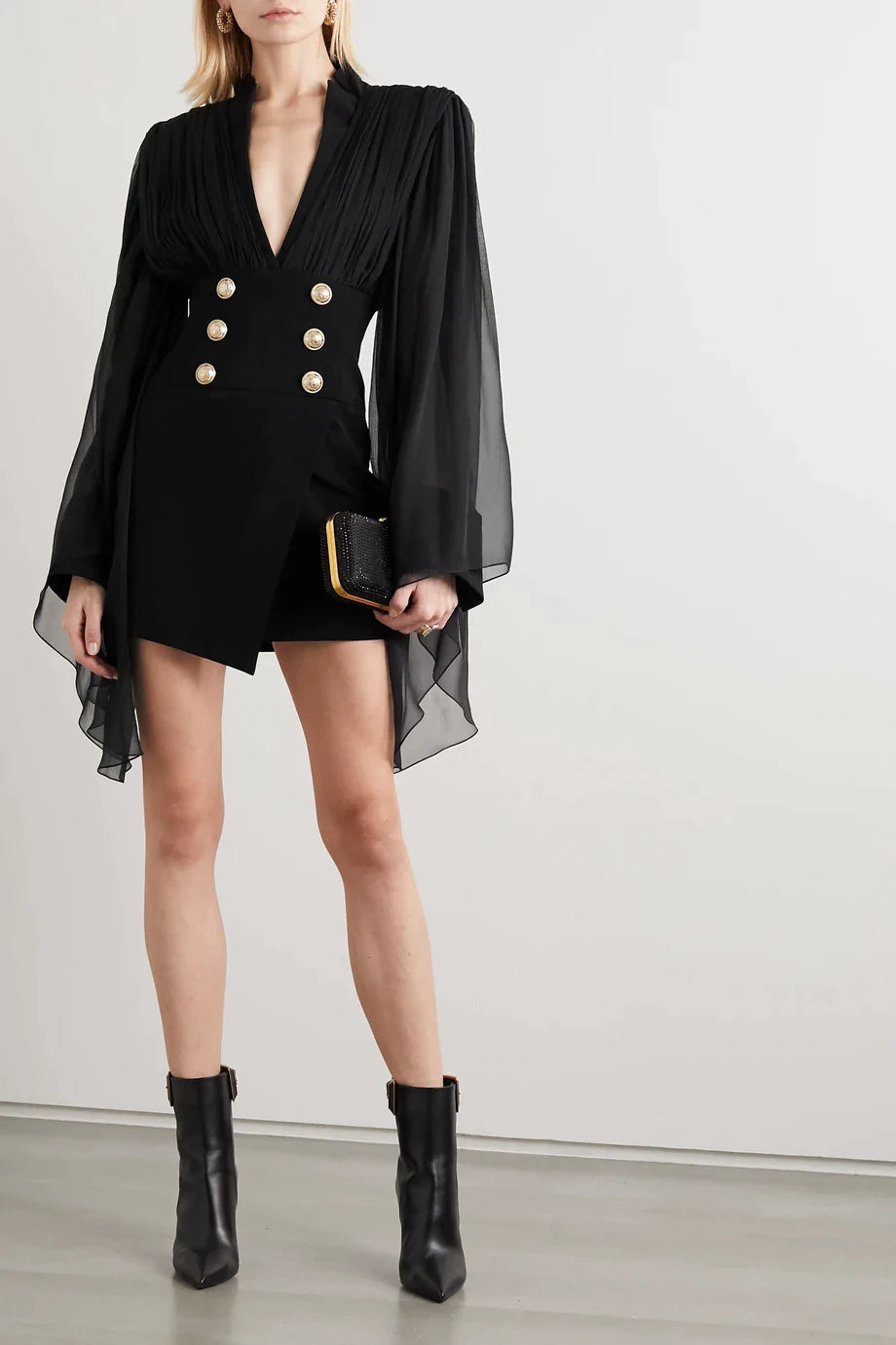 BLACK STRUCTURED BLAZER DRESS