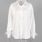 SATIN FEATHER SLEEVE SHIRT