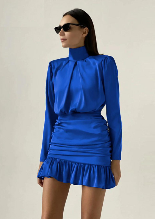 BLUE SATIN SUMMER DRESS